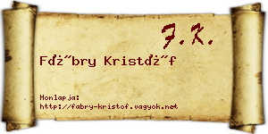 Fábry Kristóf névjegykártya