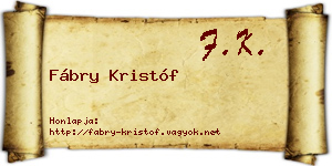 Fábry Kristóf névjegykártya